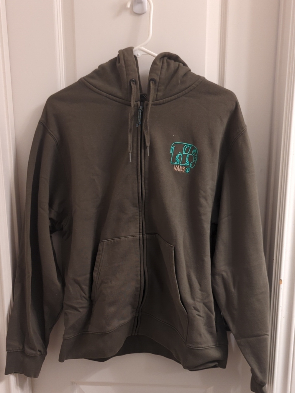 Vans Off The Wall Olive Embroidered Elephant Zip Hoodie